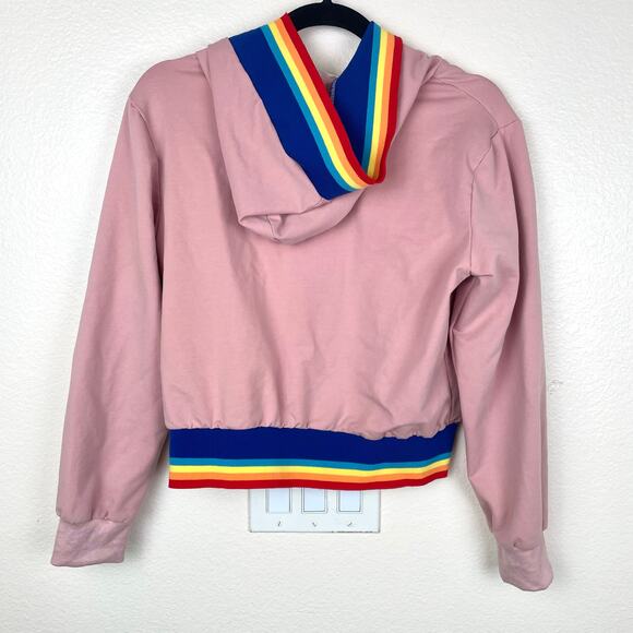 Womens Jacket Sz S Hoodie Hooded Pride LGBT Kidcore Rainbow Kawaii Anime Twee - Picture 1 of 10